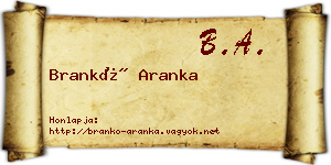 Brankó Aranka névjegykártya